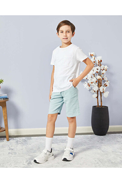 REDTAG Boys Teal Textured Shorts