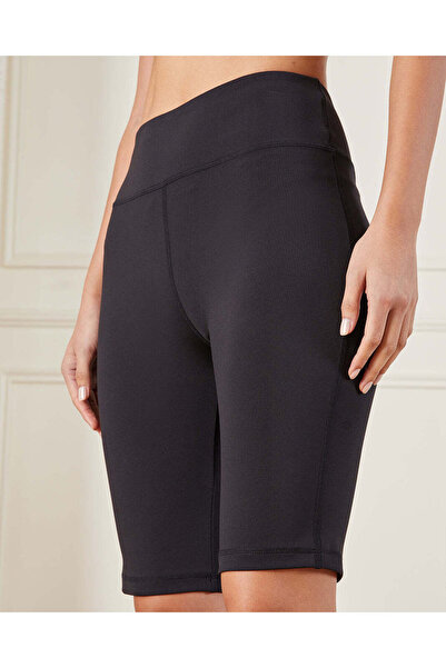 REDTAG Black Cycling Shorts – Skinny Fit with Placement Print