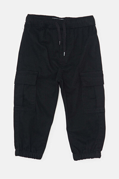 REDTAG Infant Boys Black Cargo Twill Joggers