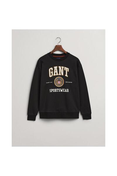 Gant Men's Black Crest Shield Sweatshirt - Size L