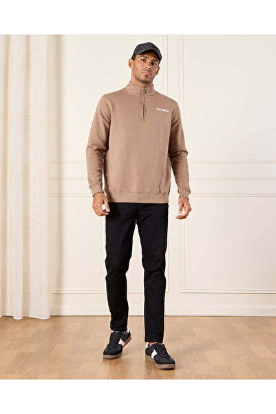 REDTAG Men Brown Sweatshirt With Logo Print