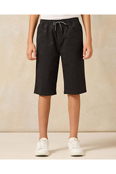 REDTAG Senior Boys Black Table Shorts