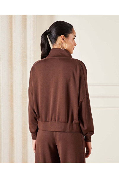 REDTAG Women Brown Zip Through Sweatshirt