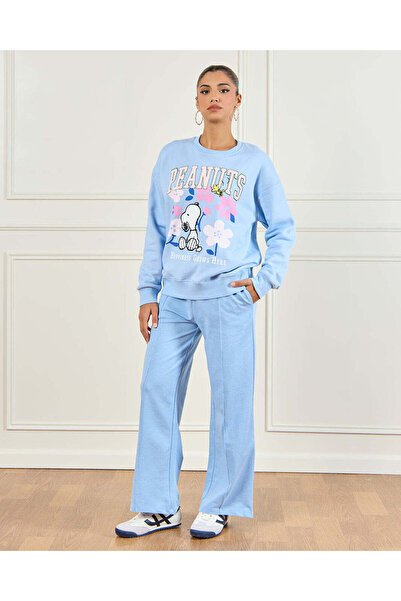 REDTAG Women Blue Peanuts Printed Sweatshirt