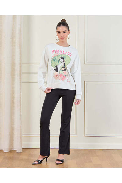 REDTAG Women Ivory Printed Sweatshirt