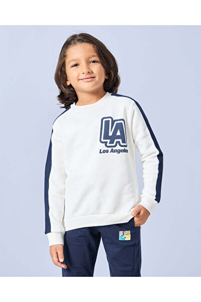 REDTAG Boys White Printed Sweatshirt