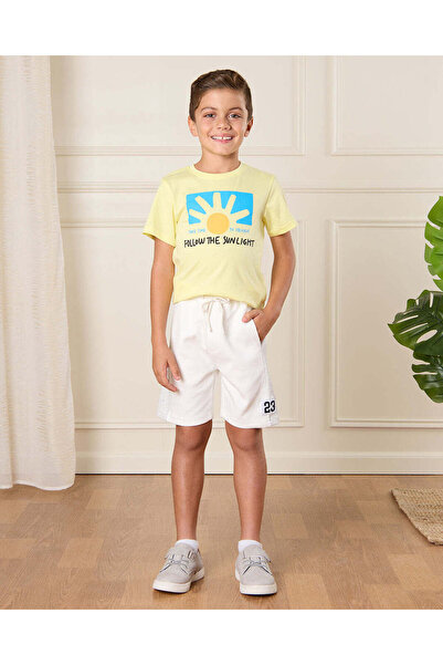 REDTAG Boys Cream Interlock Shorts