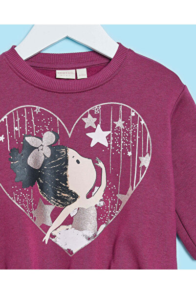 REDTAG Infant Girls Mauve Placement Print Sweatshirt