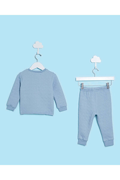 REDTAG Infant Boys Blue Jacquard Set (2 Piece)