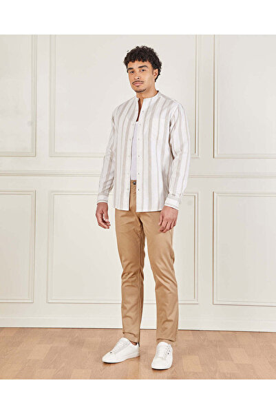 REDTAG Men Beige Satin Slim Fit Chino