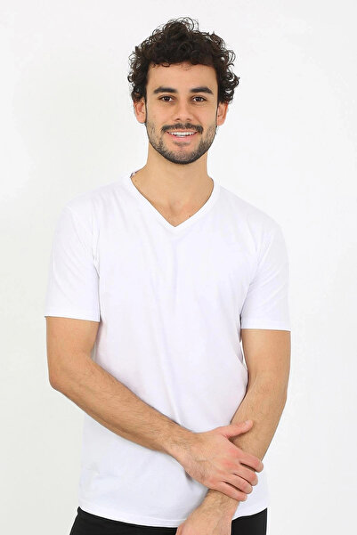 alfa expres Clothing Men's V-Neck White Combed Cotton Undershirt