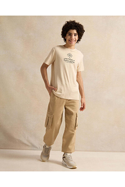 REDTAG Senior Boys Beige Cargo Jogger Trousers