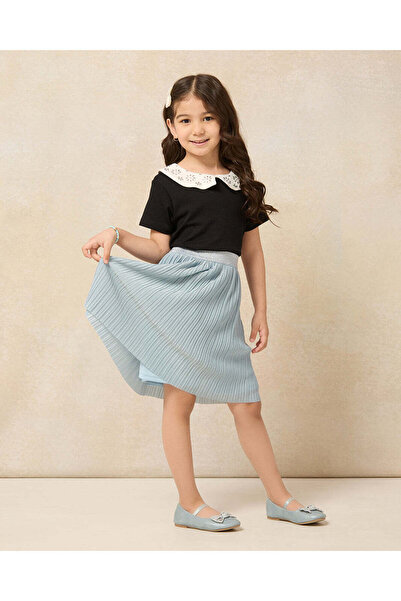 REDTAG Girls Blue Plisse Skirt