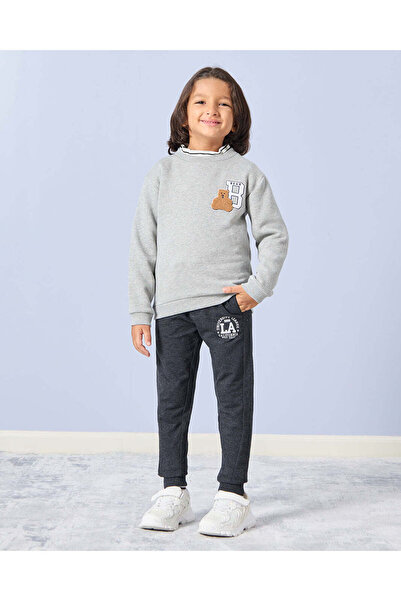 REDTAG Boys Grey Embellished Sweatshirt