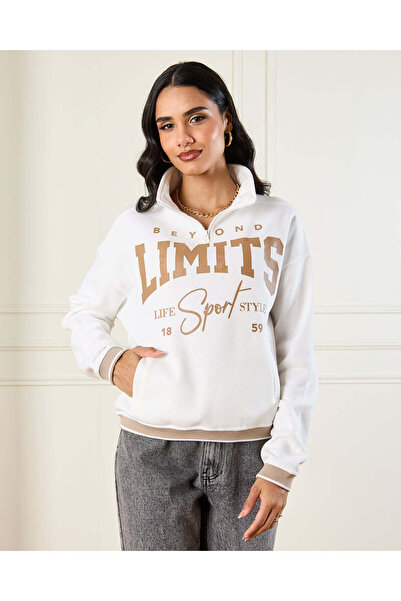 REDTAG Women Ivory Turtle Neck Active Sweatshirt