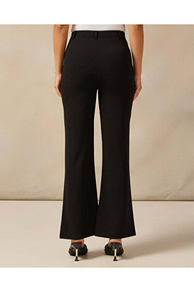 REDTAG Women Black Bottom Button Details Smart Trouser