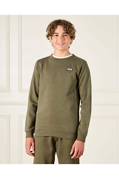 REDTAG Senior Boys Olive Plain Sweatshirt