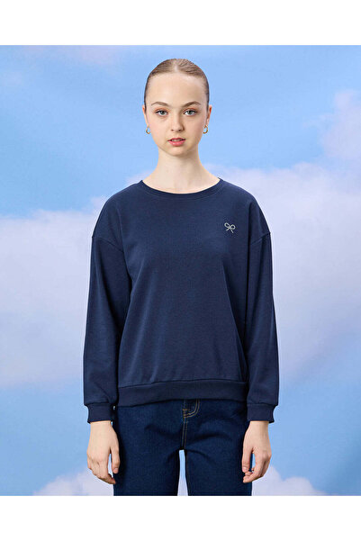 REDTAG Senior Girls Navy And White Sweatshirt Set (Pack of 2)