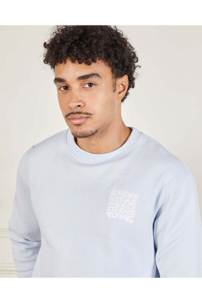 REDTAG Men Blue Crew Neck Sweatshirt