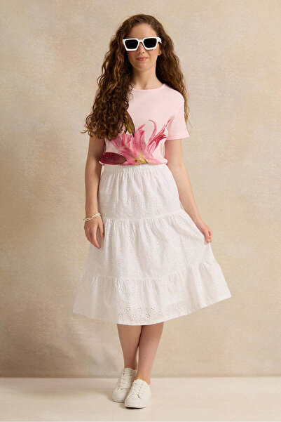 REDTAG Senior Girls White Chiefly Skirt
