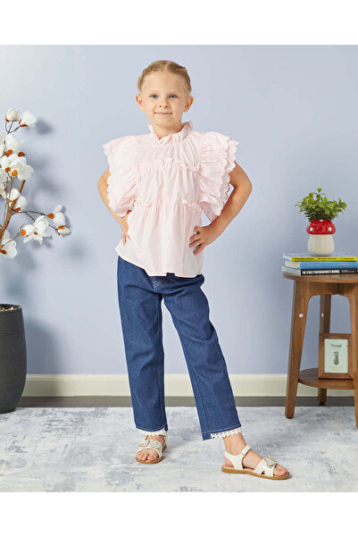 REDTAG Girls Pink Top With Blue Jeans Casual Set (2 Piece)
