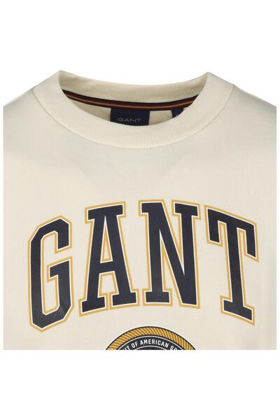 Gant Men's Beige Crest Shield Cotton Sweatshirt - Size S