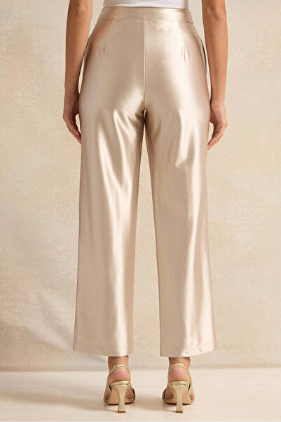 REDTAG Women Gold Shiny Satin Trousers