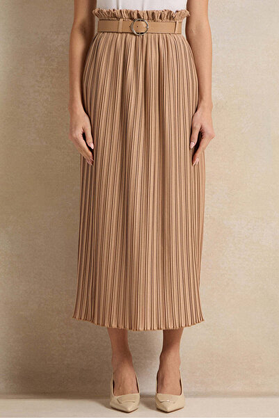 REDTAG Women Beige Pleated Skirt