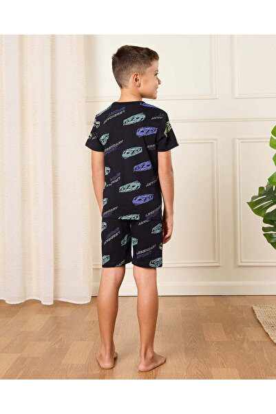 REDTAG Boys Black Cars Printed Pyjama Set (2 Piece)