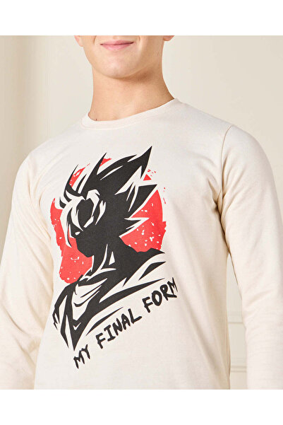 REDTAG Senior Boys Cream Anime Print Sweatshirt