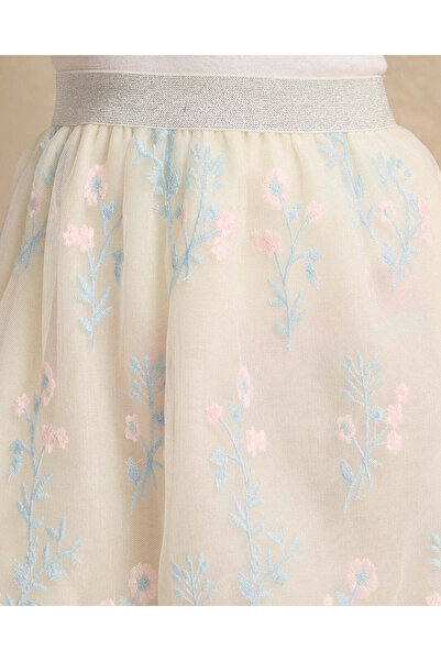 REDTAG Girls White Embroidered Skirt