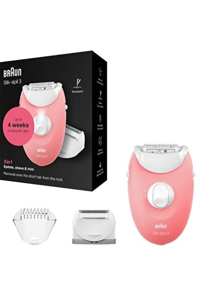Braun Silk-epil 3 (3-277) Epilator, 20 Tweezers, 2 Speeds, SoftLift Tips, Corded, Pink