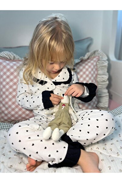 YİGİT BUTİK Піжамний комплект для дівчаток з серцевим візерунком