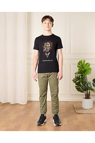 REDTAG Senior Boys Olive Pull On Table Joggers