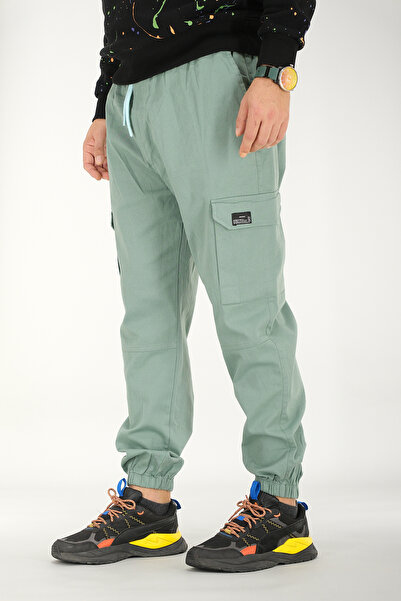 Souris Men's Mint Cargo Pants Relaxed Fit Cotton Elasticated Leg