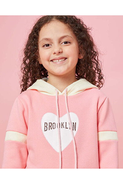 REDTAG Girls Pink Placement Print Sweatshirt