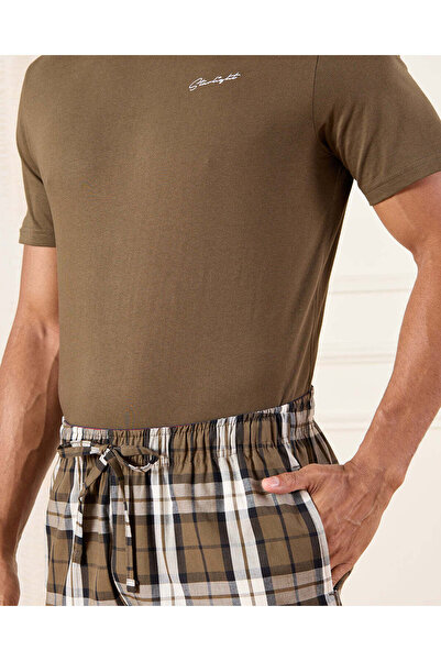 REDTAG Men Brown Checkered Pyjama Set (2 Piece)