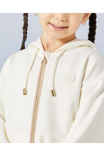REDTAG Girls White Hooded Sweatshirt
