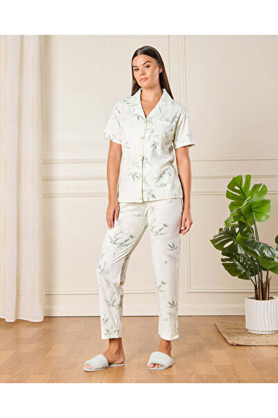 REDTAG طقم بيجامة نسائي أزرق بطبعة زهور (قطعتين)