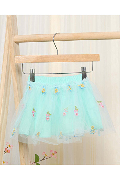 REDTAG Infant Girls Mint Floral Top With Skirt Set (2 Piece)