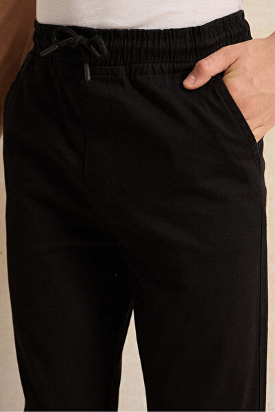 REDTAG Senior Boys Black Basic Pull On Joggers