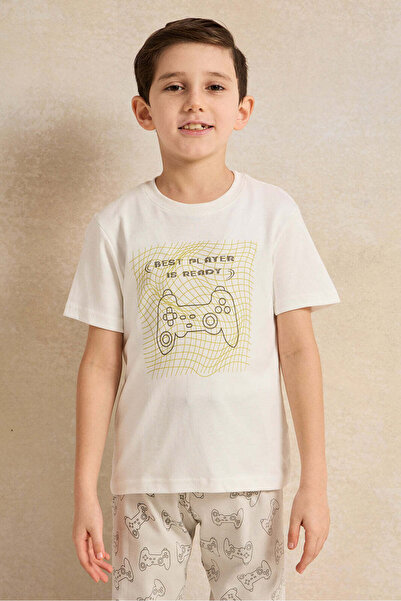 REDTAG Boys Grey Print T-Shirt