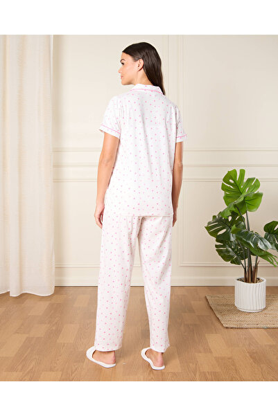 REDTAG Women White Hearts Print Pyjama Set (2 Piece)