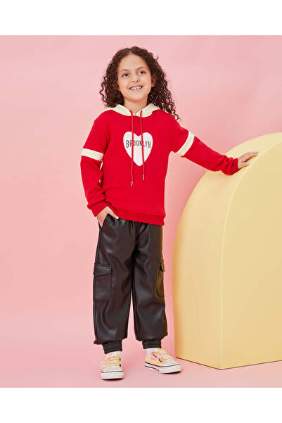 REDTAG Girls Red Placement Print Sweatshirt