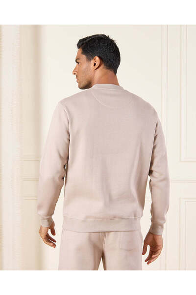 REDTAG Men Beige Graphic Crew Neck Sweatshirt