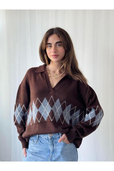 Retrobird Baklava Slice Knitwear Sweater Women Dark Brown