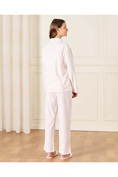 REDTAG Senior Girls Pink Striped Pajama Set(2 Piece)