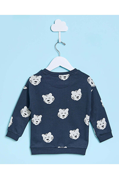 REDTAG Infant Boys Navy Printed Sweatshirt