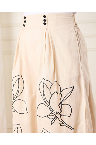 REDTAG Women Cream Embellished Trousers