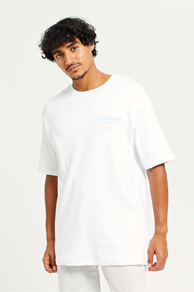 REDTAG Men White Back Print Lounge Shirt